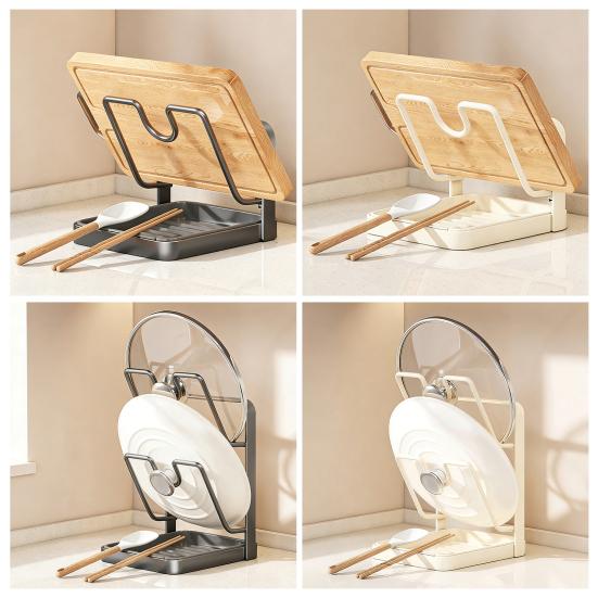 Topfdeckel-Aufbewahrungsgestell mit Abtropfschale U-förmiges Rillendesign Hält Deckel aufrecht Mehrzweck-Küchenutensilien-Organizer