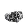 S Nordic Shield Cross Ring for Boys European and American Punk Rock Wide Pasta Ring Silver Jewelry