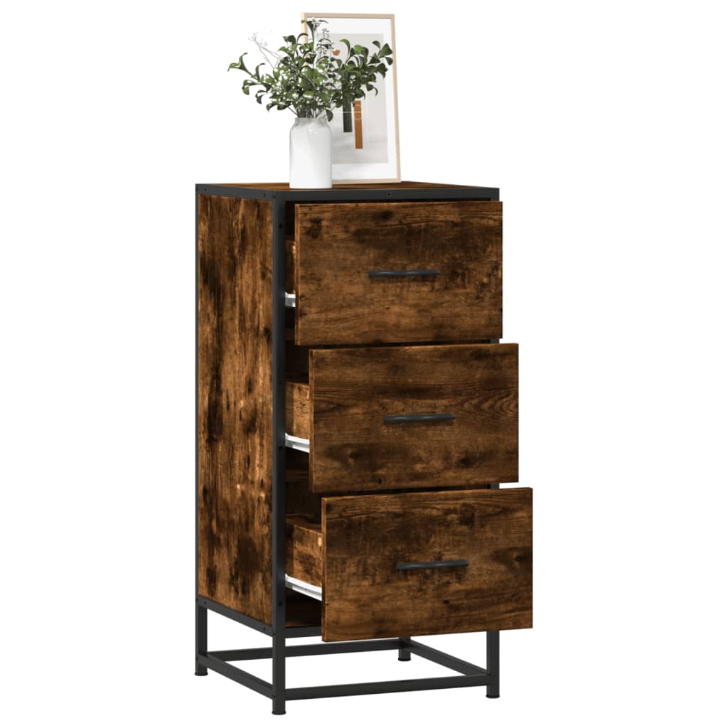 Sideboard Smoked Oak 35.5 x 35 x 76 cm Wood Based Panel and Metal