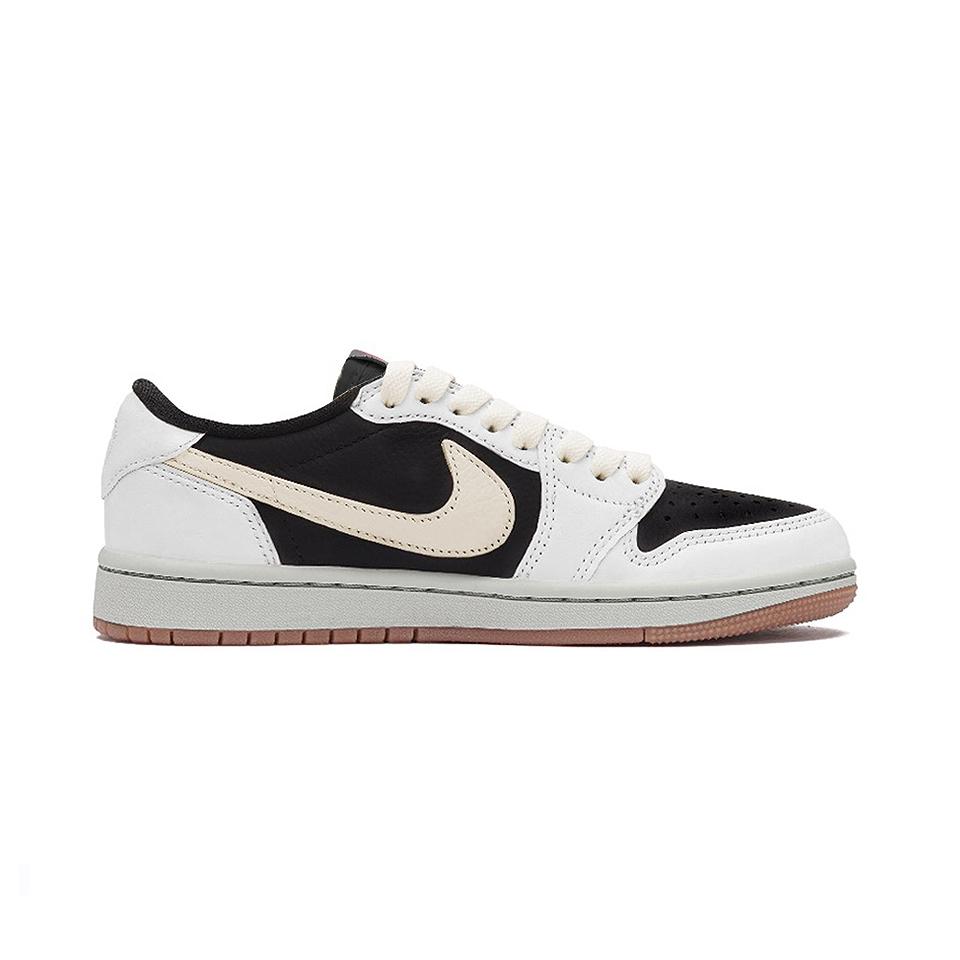 Travis Scott X Jordan Air Jordan 1 Cushioning Slip-Resistant Low-Top Vintage Basketball Shoes Unisex White Bei DZ4137-700(Team-)-Random Packaging Bags