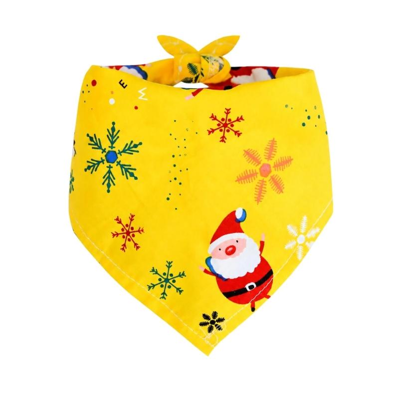 Holiday Pet Neckwear, Soft Christmas Neckerchief Cartoon Printed Dog Scarf Collar for Picture Days, Party Wear and Seasonal Style