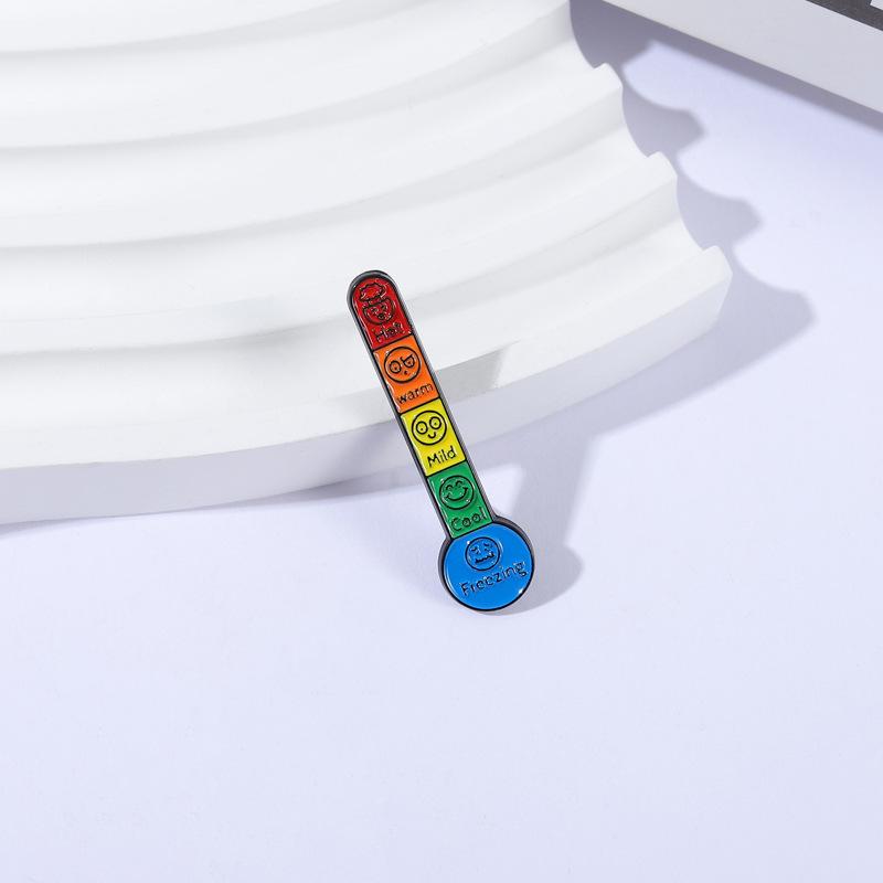 Colorful Mood Emoji Thermometer Brooch - Creative Gift Pin in Book Packaging