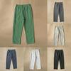 Mens Vintage Linen Casual Pants With Drawstring Waist For Summer Daily Wear