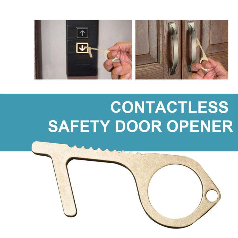 Safety And Health Focused Contactless Handle Key Opener In Golden Alloy