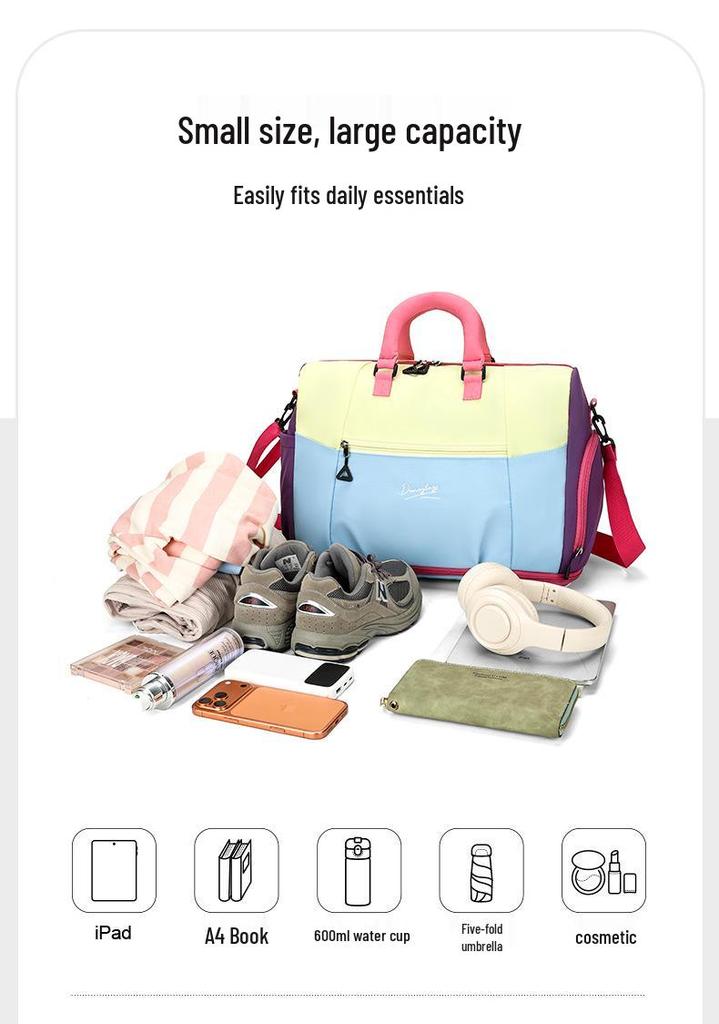 Dopamine Color Block Yoga Sports Bag with Shoe Compartment - Large Capacity for Short Trips