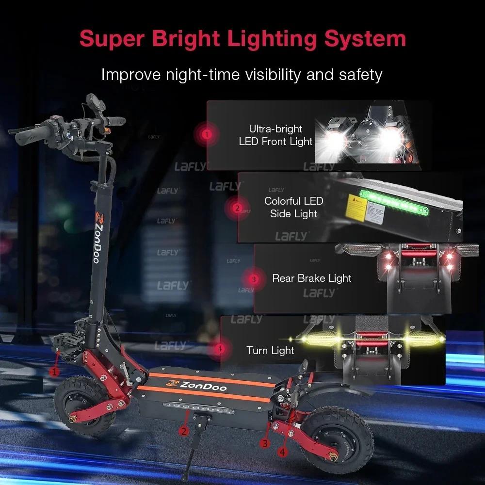 2025 Heißer Verkauf ZonDoo ZO01 plus 5600W60V33AH Doppelmotor Offroad Elektroroller, Typ C Vollfederung Schnelle Geschwindigkeit 65KMH 45MPH