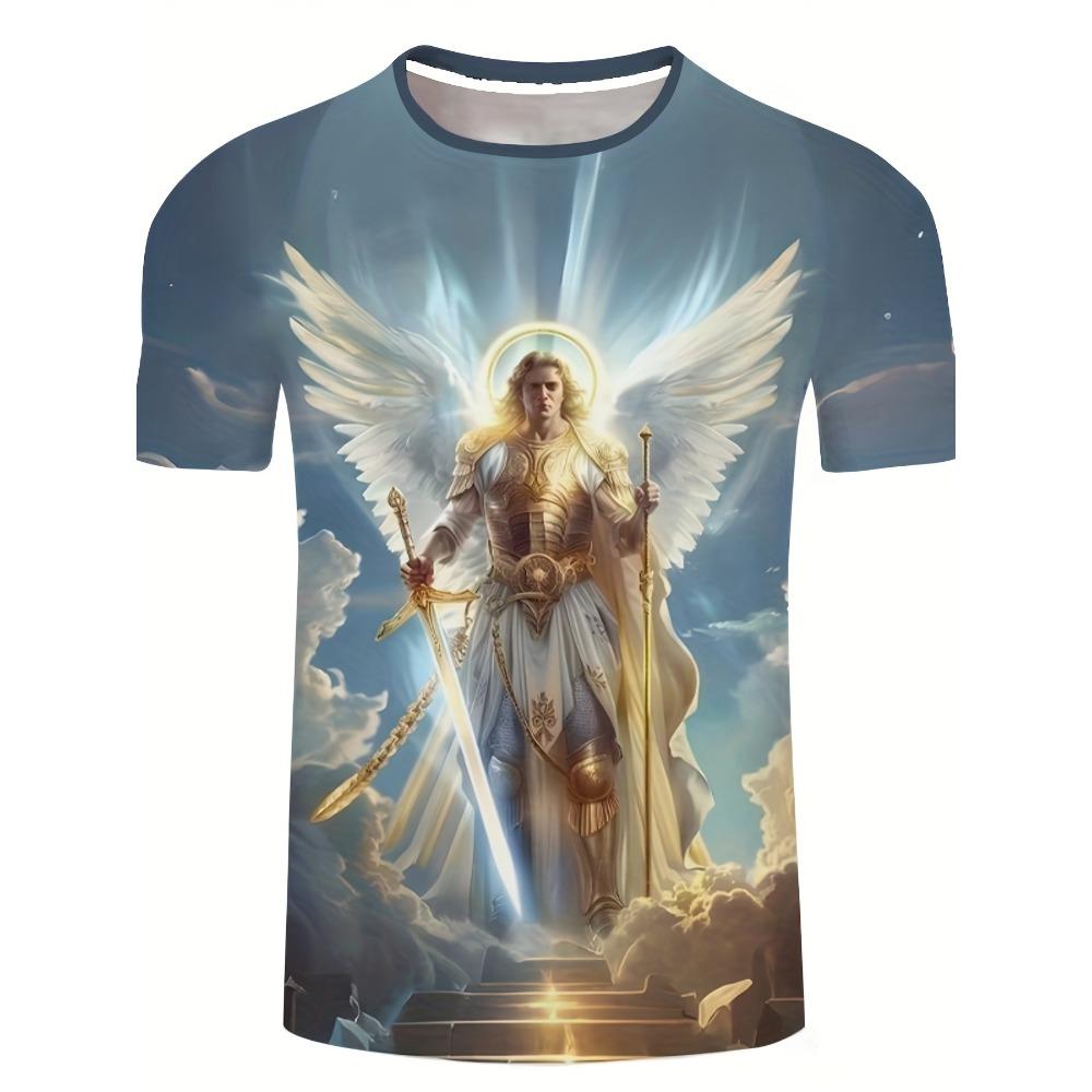 Summer Fashion Angel Warrior Wing Graphic Men's T-shirt Streetwear Outdoor Casual Plus Size Tees Top Women Clothing