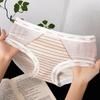 3Pcs Ultra-thin Stripe Letter Briefs Mid Waist Underwear for Women Mesh Seamless Panties  Girl