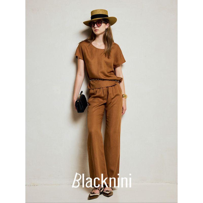 Blacknini (Two Colors) "Walking Cover" Lyocell Tencel Linen Casual Short-Sleeved Top/Pants/Shorts