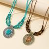 Simulation Turquoise Stone Geometric Pendants Retro Style Women Necklace