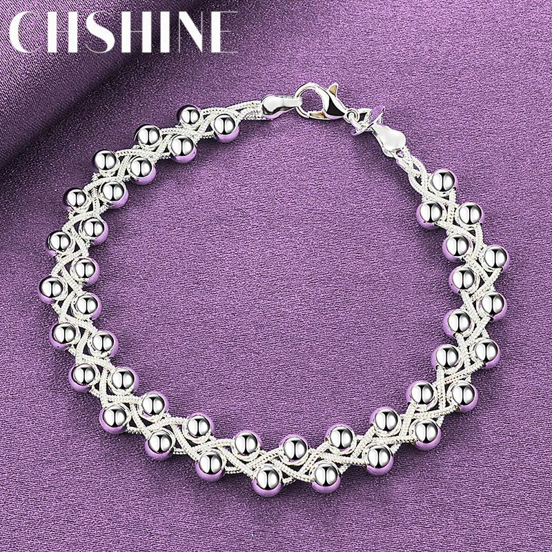 CHSHINE Fine 925 Sterling Silver Geometry Bracelet for Women Wedding Bead Chain Fashion Jewelry