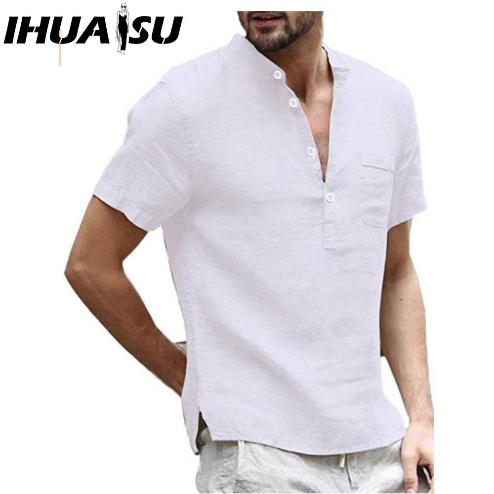 

IHUASU Мужская мода повседневные однотонные принтованные топы и футболки S белый