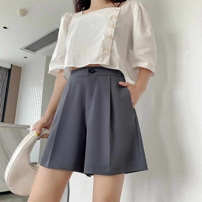 

Summer Five-point Sports Pants Women s High Waist Loose Ins Straight Casual Chiffon A-line Thin Suit Shorts Simple Fashion Y2K