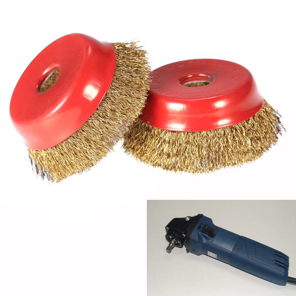 2pcs 75mm 3  Steel Wire Wheel Fine Crimp Cup Wheel Brush Rotary Steel Wire Brush For Angle Grinder