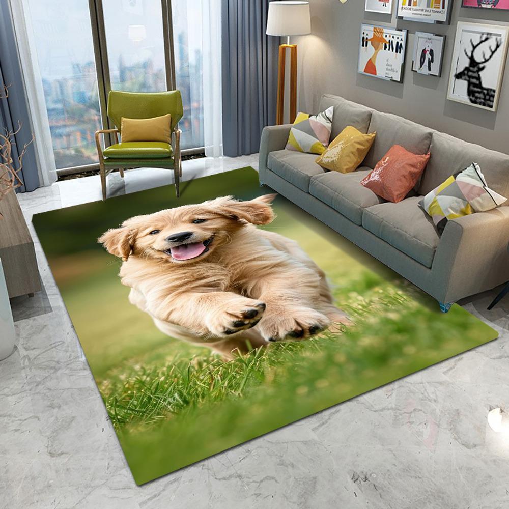 

Милий золотистий собака посмішка килим мультфільм вітальня спальня кухня диван вхідний килимок нековзкий миючий кавайний декоративний килимок 50X80CM