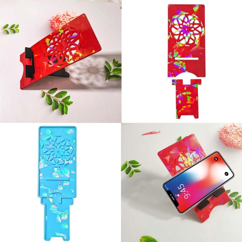 Phone Holder Epoxy Resin Mold Cellphone Bracket Mobile Stand Holographic Silicone Mould DIY Craft Jewelry Making Casting
