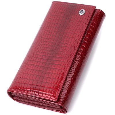 Patent Leather Wallet with Credit Card Block ST Leather 22682 Red