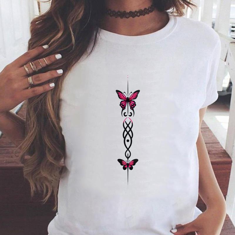 (Asian Size) trend watercolor flower style Graphic Tee Female Casual  Fashion T Clothing Women's Top Print Short Sleeve T-shirts