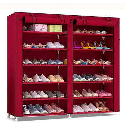 Home Fabric Shoe Cabinet with Zipper Doors 110x120x30cm