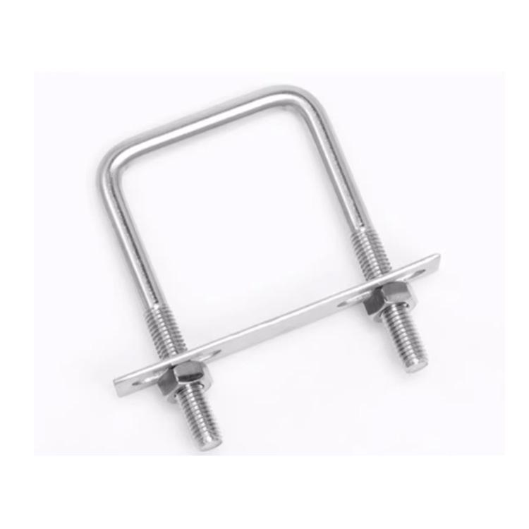 304 Stainless Steel U-Shaped Square Card Clamp Set with M6 Screw Bolt, Right Angle Design, In Stock