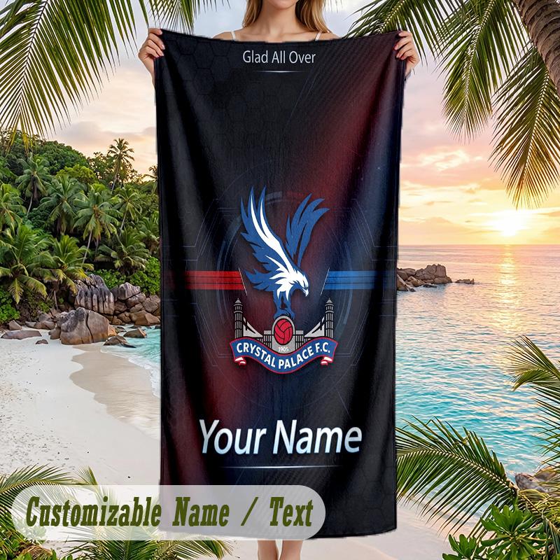 Beach Towel Crystal Palace Print Custom Name Text Soft Towel for Swimming Pool