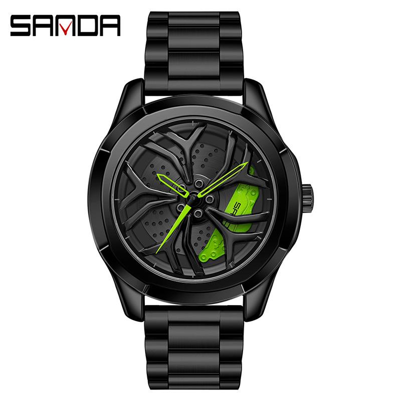 Sanda TEMU Men's Waterproof Quartz Watch with Hollow Dial and Steel Band