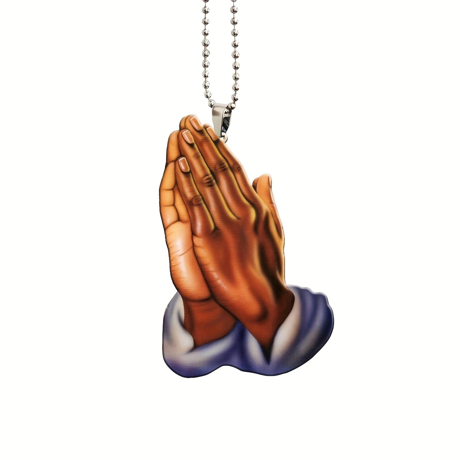 

1 Иисусова молитва кулон рука 2D христианский салон автомобиля зеркало заднего вида подвеска автомобильный кулон, украшение для дома стены, автомобильный брелок коричневый