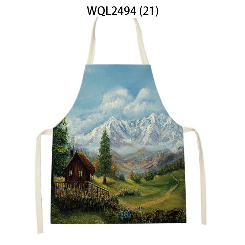 Kitchen Apron for Women Mountain Forest Scenery Adult Kids Cooking Apron Household Cleaning Supplies Pinafore Sleeveless Aprons