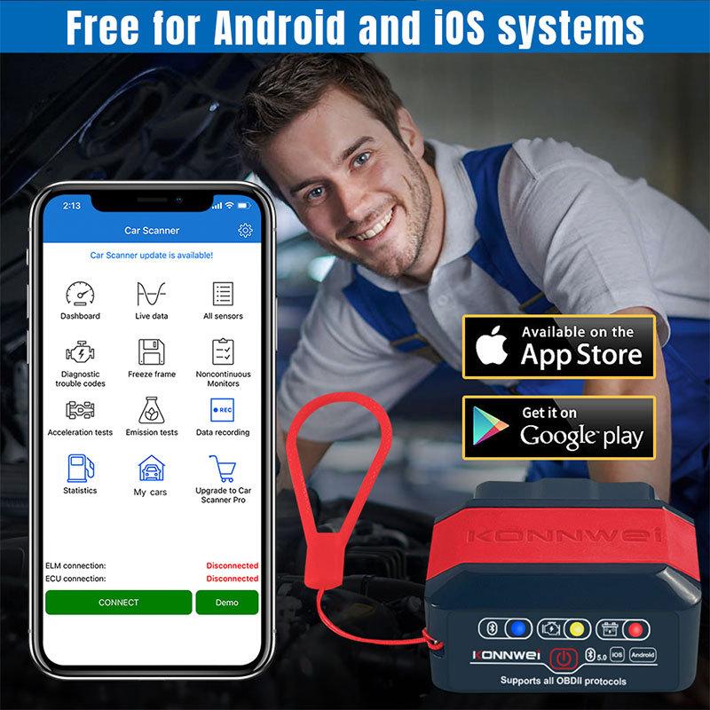 KONNWEI KW905 OBD2 ELM327 V1.5 Bluetooth 5.0 Scanners For Android/IOS ELM 327 OBD 2 Car Diagnostic Toosl Code Readers