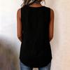 Women’s Sleeveless V Neck Button Front Blouse Loose Fit Casual Summer Tank Top with Pleated