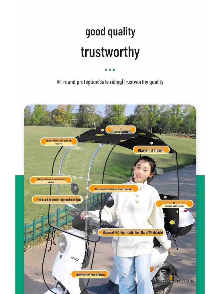 New Retractable Electric Car & Motorcycle Sunshade Tent - Pedal Folding Canopy