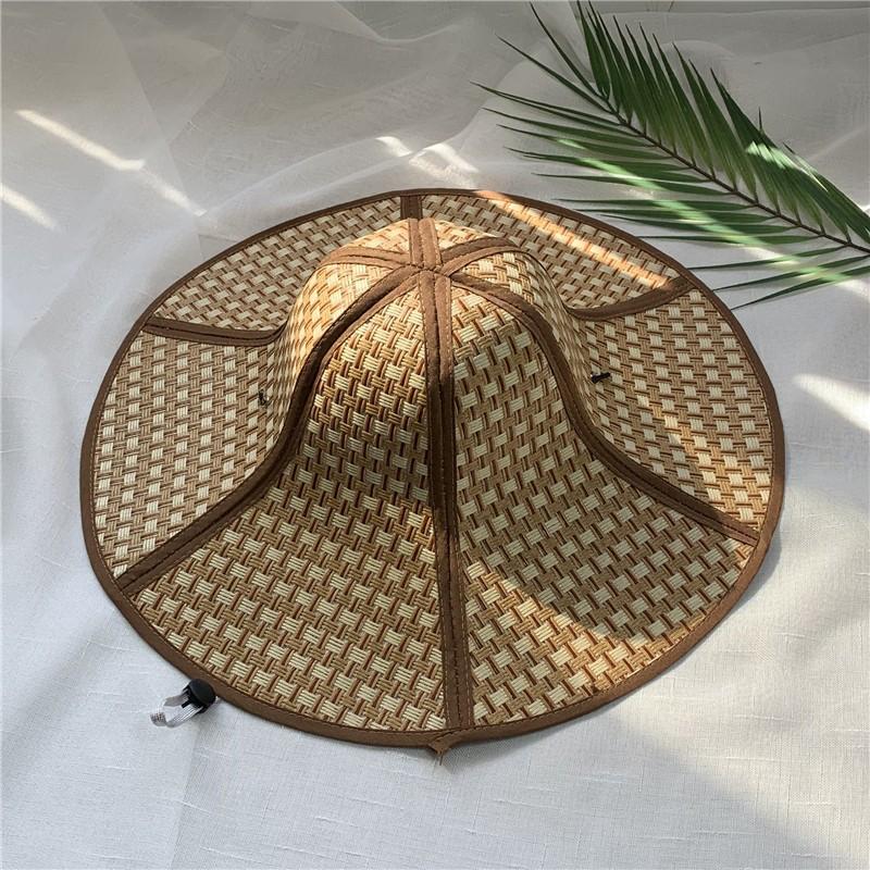 New Breathable Women s Foldable Straw Hat Fashion Portable Rattan Unisex Anti-ultraviolet Panama Cap Men s Fishing Sunshade Hats 40CM