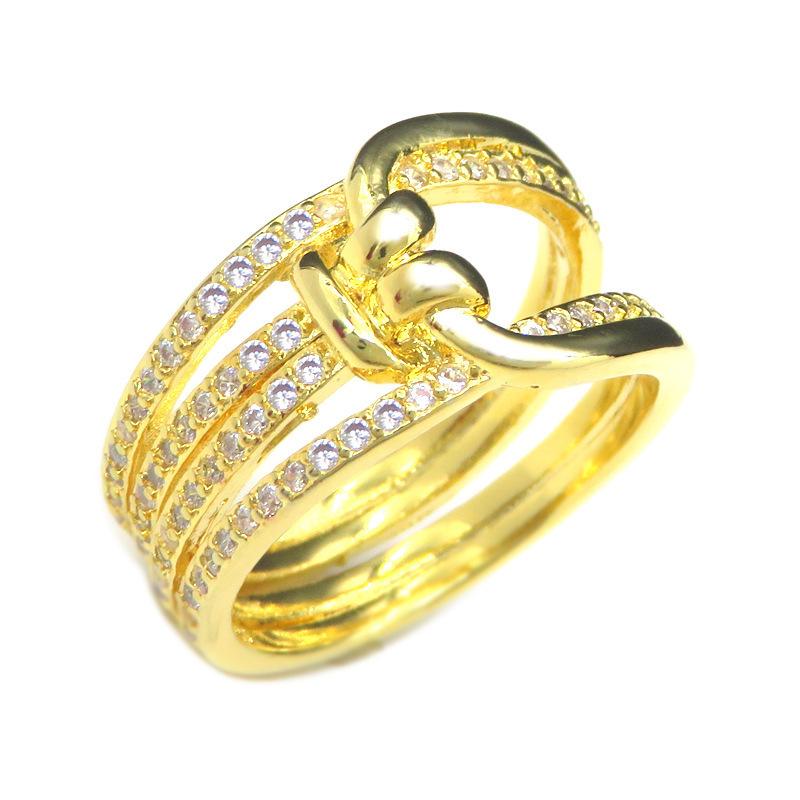 Lindon Classic Copper Alloy Zircon Ring Ladies Jewelry Wedding Promise Party Gift