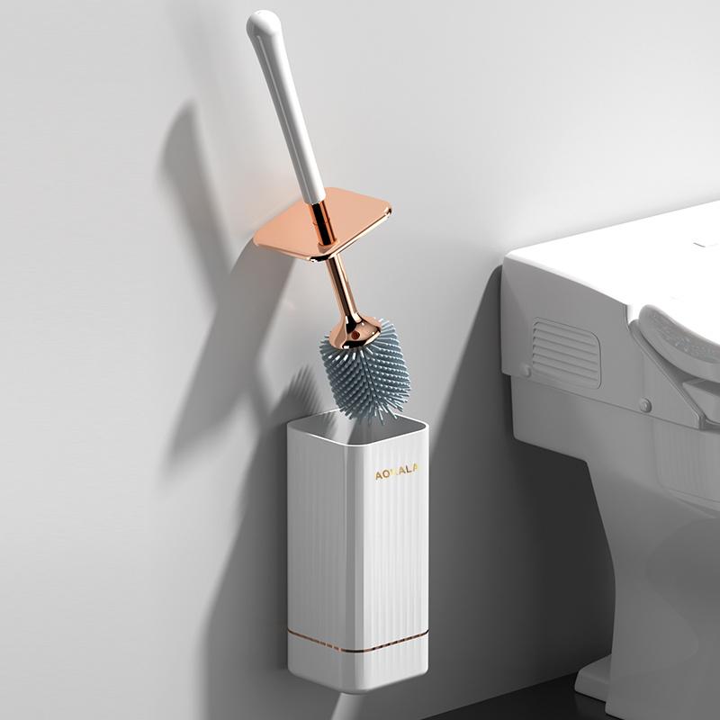 

Toilet Brush and Holder, Toilet Bowl Brush and Holder with Long Handle, Plastic Holder Easy to Hide, Drip-Proof, Easy to Assembl белый