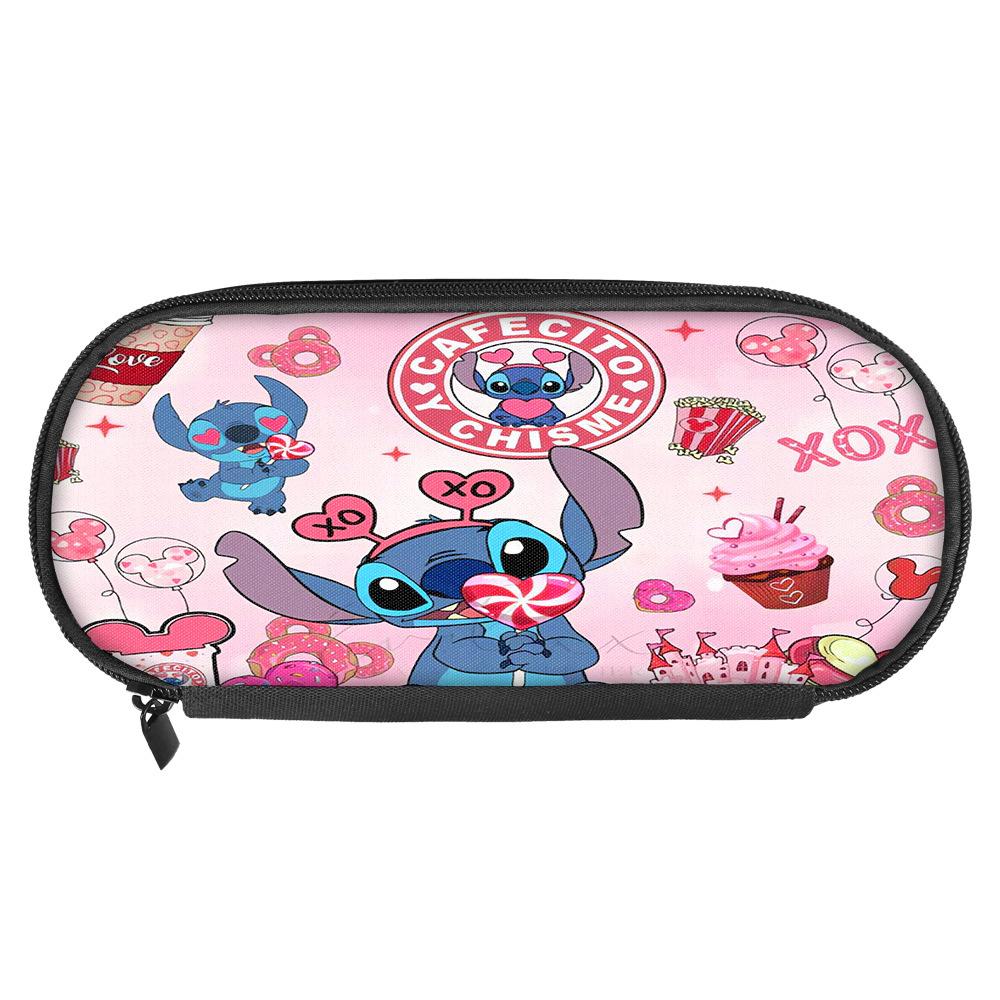 New Stitch Stitch Single-Layer Student Pencil Case Square Large-Capacity Polyester Stationery Box Printable Picture