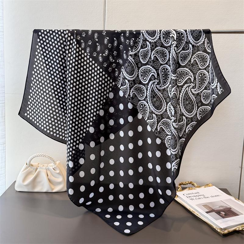 Fashion Puzzle Simulation Silk High-end Large Square Scarf Silk Scarf Printing Travel Shawl Scarf Sunscreen Headscarf Women's Scarf