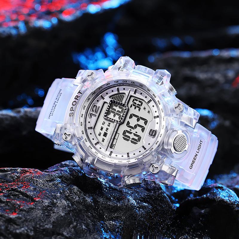 Watch for Boys Kids Transparent Belt Youth Multi-Functional Fashion Sports Electronic Watch