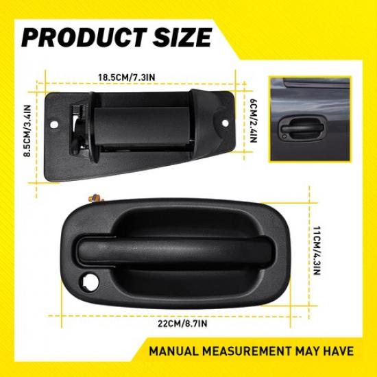 4PCS Black Exterior Door Handles Kit For Chevy GMC Extended Cab Pickup 1999-2006