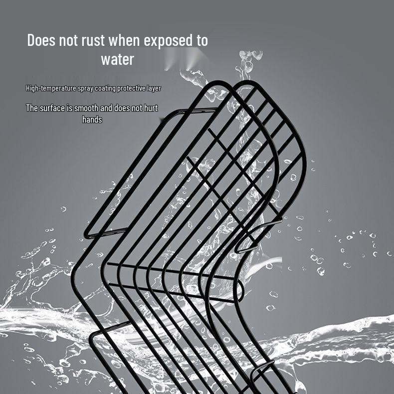 Wrought Iron Triangular Corner Rack - Wall-Mounted Storage for Bathroom or Kitchen (No Drilling Required)