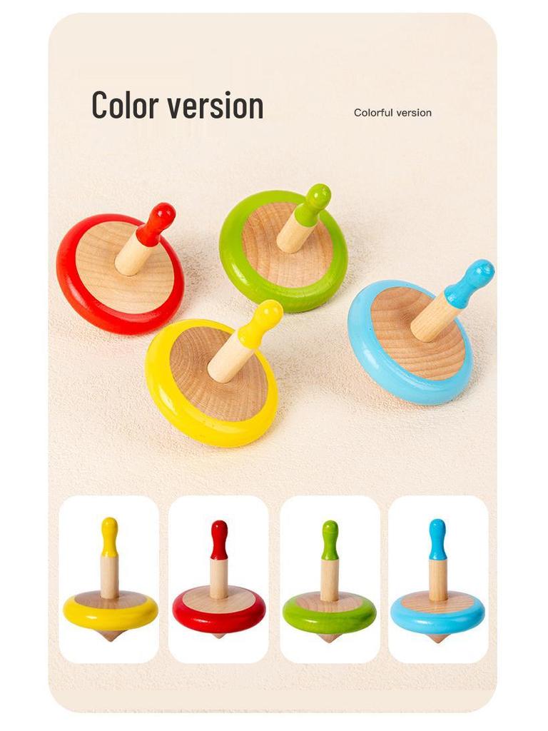 Customizable Children's Nostalgic Beech Wood Spinning Top Set