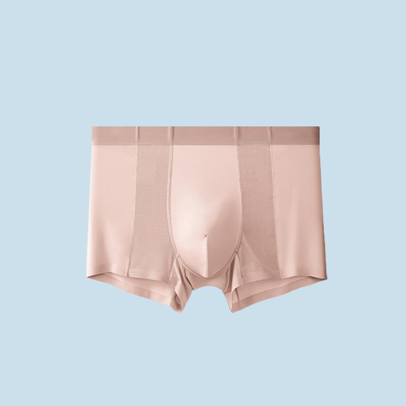 

Бесшовное мужское нижнее белье из шелка Ice Silk с сетчатым дышащим нижним бельем из шелка с антибактериальным покрытием и плоским носком 4XL темно-розовый