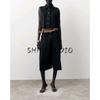 Contrast Color Thread Straight-leg V Neck Vest Jacket 8333723 Pleated Belt Minimalist Casual Pants 8288723