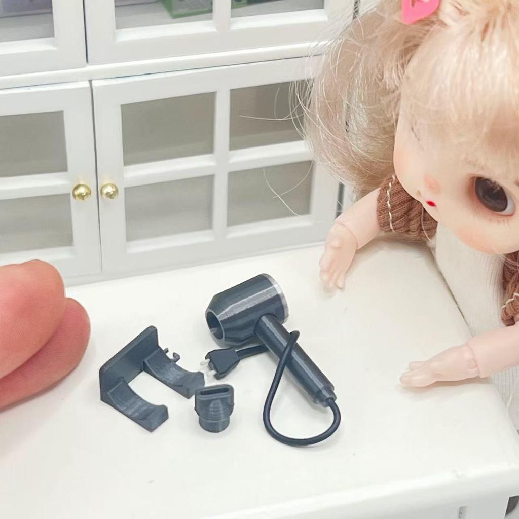 Miniature Wall-Mounted Hair Dryer Model for Dollhouse Decor and Photography Props