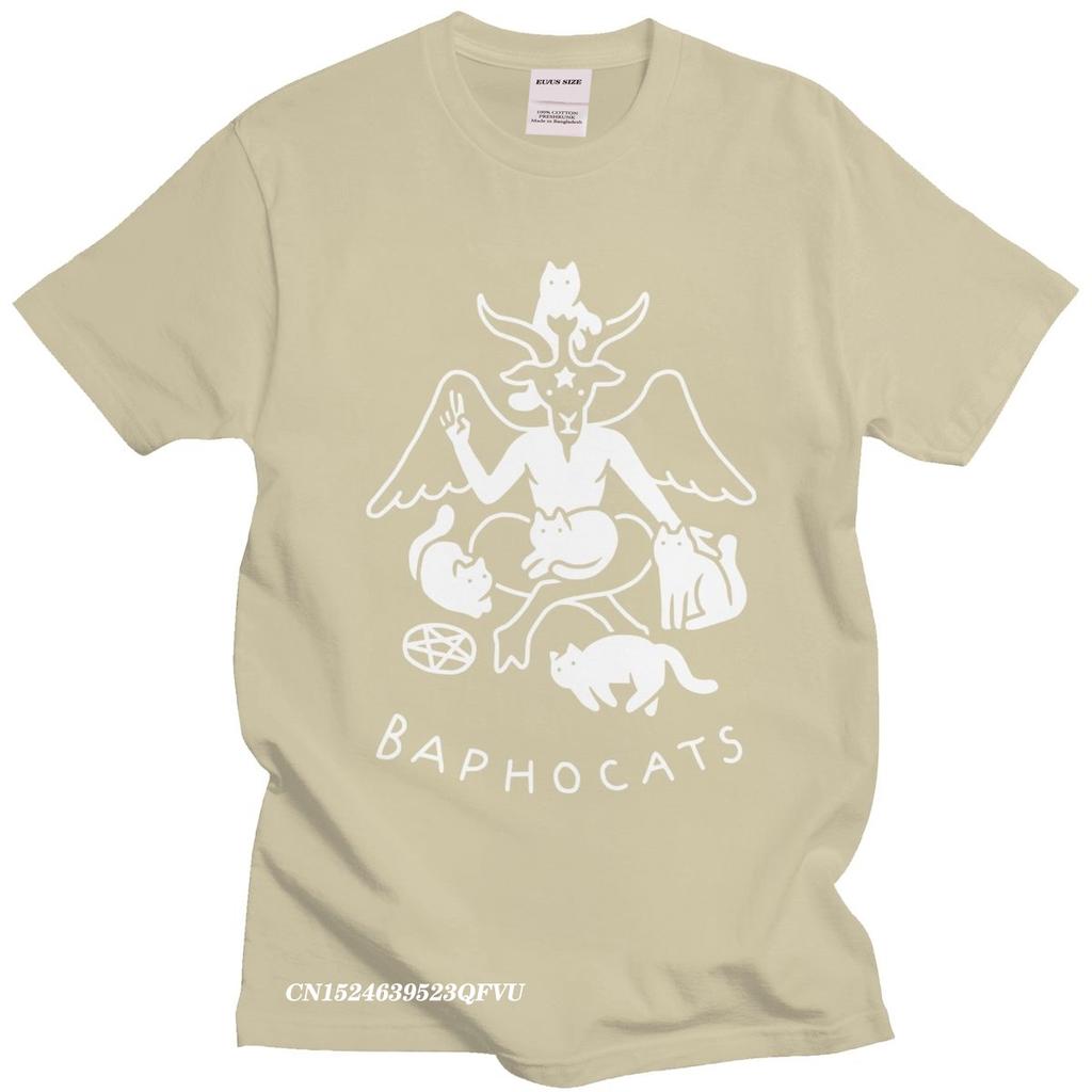 Novelty Baphocats Tshirt Oversized Soft Cotton TShirt Aesthetic Graphic Baphomet Satan Demon Occult Goat Harajuku Shirt Gift