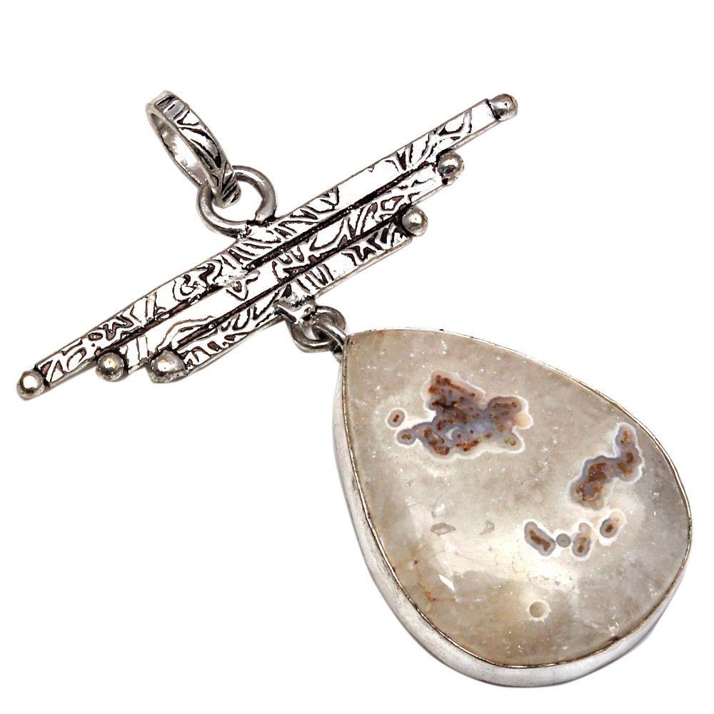 

Pendant White Solar Drusy Gemstone Gift For Her Silver Jewelry 2 2 белый