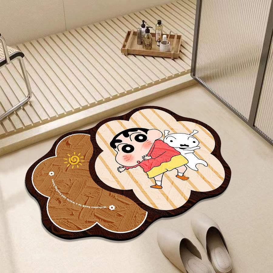 Crayon Shin-chan Quick-Dry Bathroom Diatomite Floor Mat - Non-Slip Absorbent Foot Pad