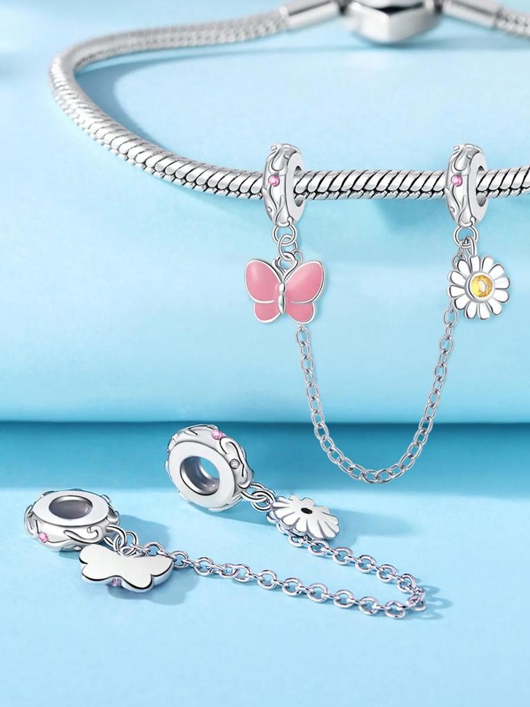 Copper Plated Original Charmssunflower Butterfly Safety Chains Beads Fit Bracelet Women'S Jewelry Gift