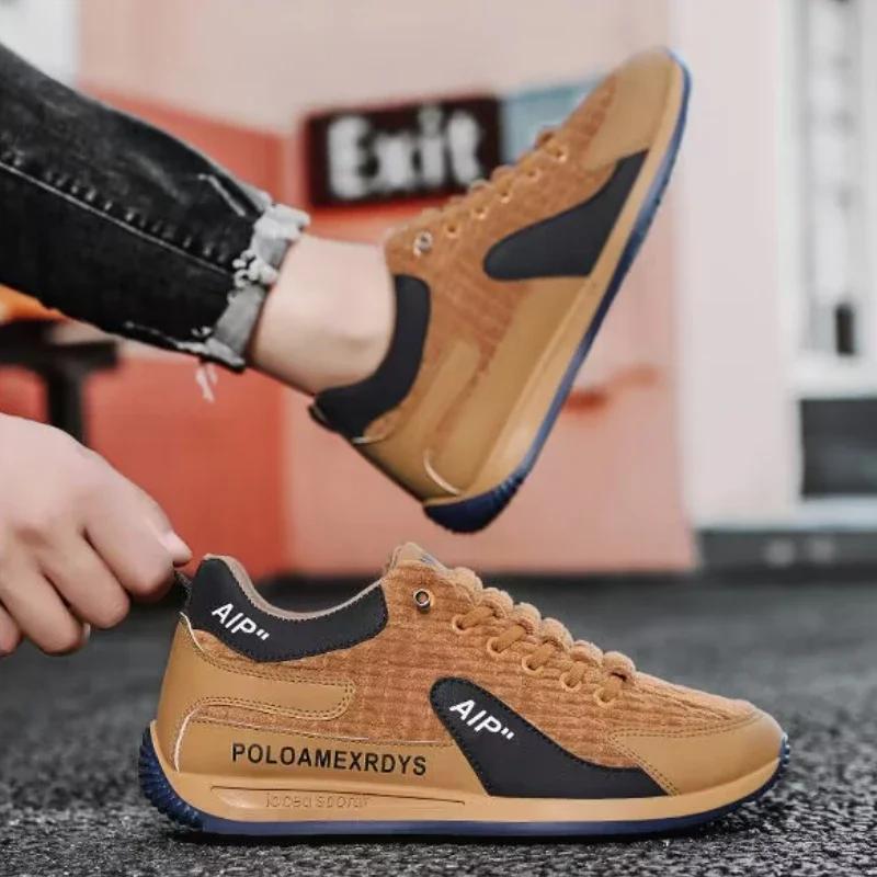 Fashion Men's Casual Thick Soled Sneakers Breathable Shoes New Autumn Men Slip on Antiskid Walking Flats Shoes Fashion Vulcanized Shoes