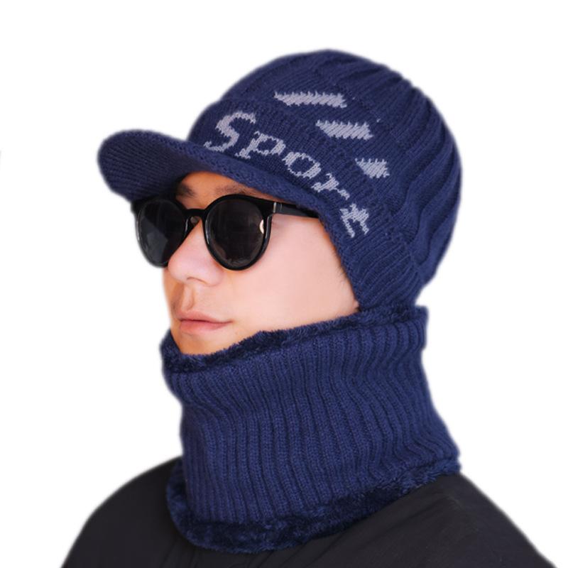 Winter Ear Protection Hat Fleece Thickened Warm Wool Hat Outdoor Scarf Men's Cold-proof Cycling Cold-proof Knitted Hat