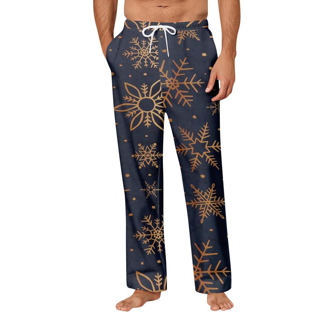 Herren Weihnachten Print Tasche Bequeme Freizeit Hose Zuhause Schlafhose